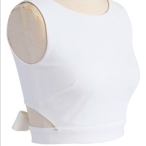 ChicWish White Crop Top w/ Bow. Size small